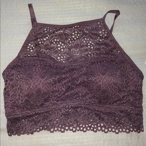 purple lace halter top bralette